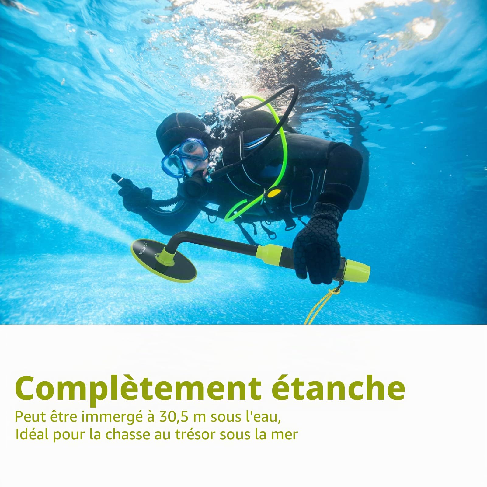 Détecteur de métaux - Détecteur de métaux sous-marin portable, détecteur de pointeur étanche à induction d'impulsions
