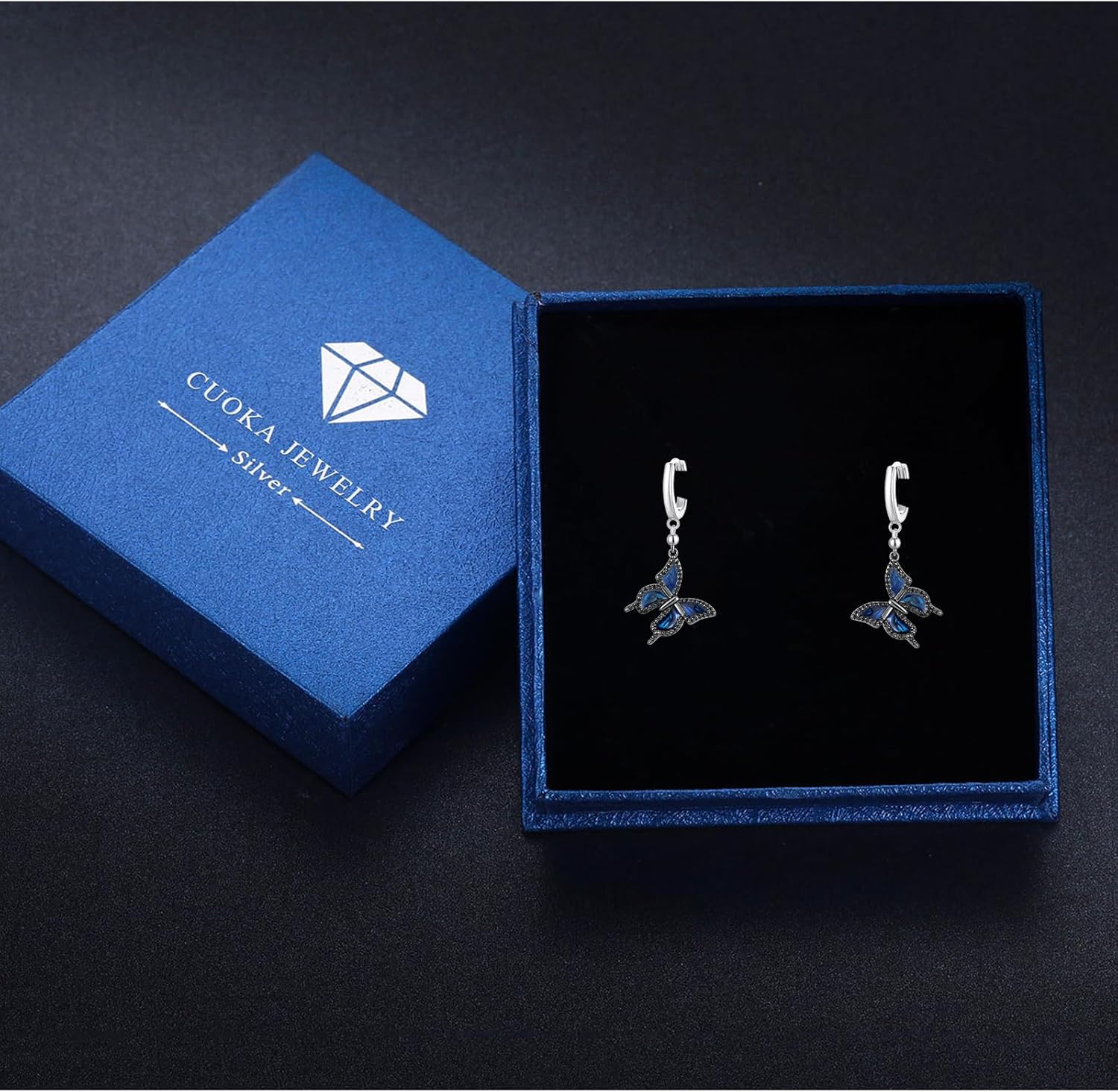 Butterfly Dangle Earrings 925 Sterling Silver Small Enamel Dripping Oil Butterflies Leverback Earring for Sensitive Ears Jewelry Mother Day for Women Girlfriend - Image 7