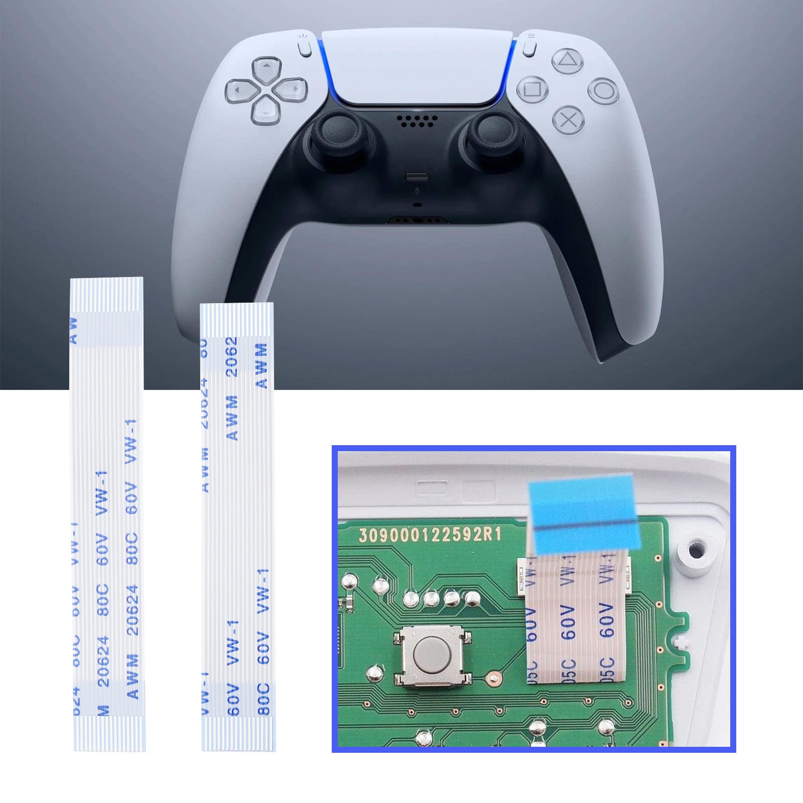 OTOTEC Lot de 4 câbles rubans flexibles compatibles avec console Sony PS5 16 broches Touchpad L1 L2 R1 R2 Accessoires de jeux vidéo