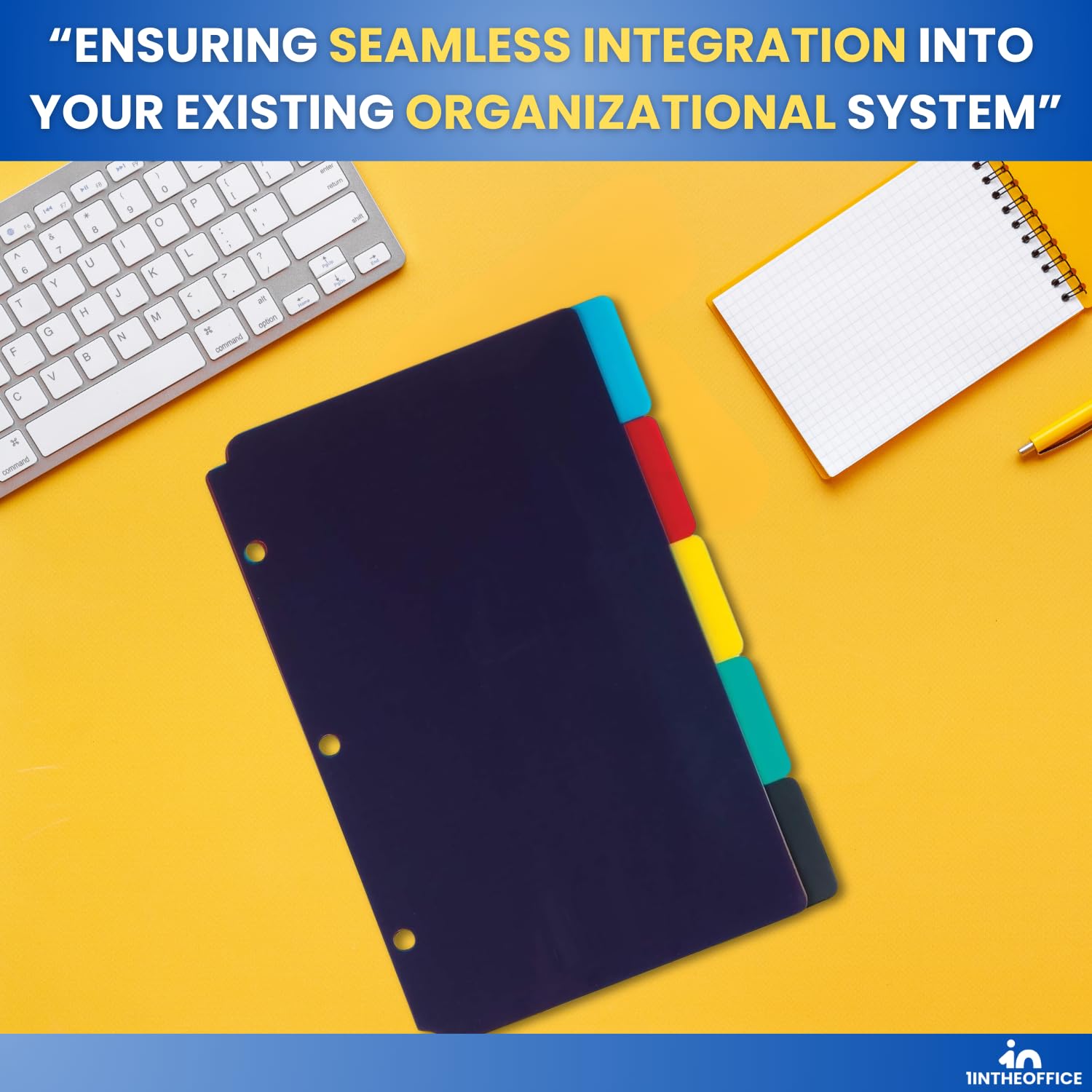 1InTheOffice Mini Binder dividers 5x8, 5 tab dividers for 3 Ring Binder Assorted Colors (Set 5 Tabs) - Image 6