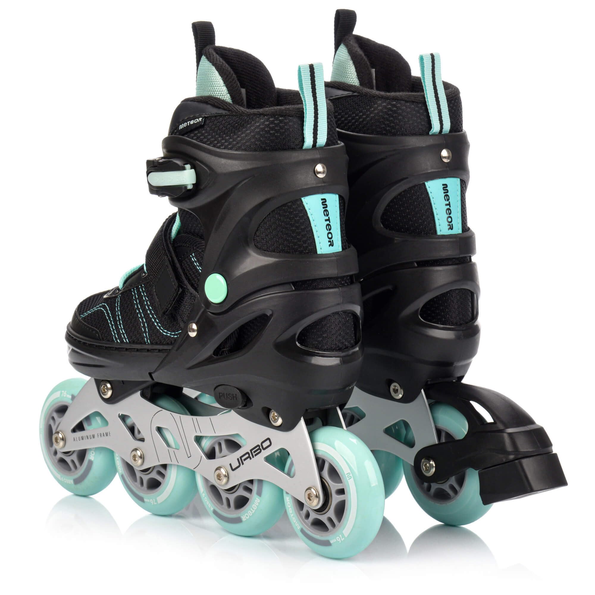 meteor Kinder Inline Skates Urbo verstellbar für ältere Kinder Jugendliche Mädchen Jungen 34-37 38-41 mit ABEC-9 PU Rollen 76-80 mm Bremse hoher Schale und Quick-Lock System