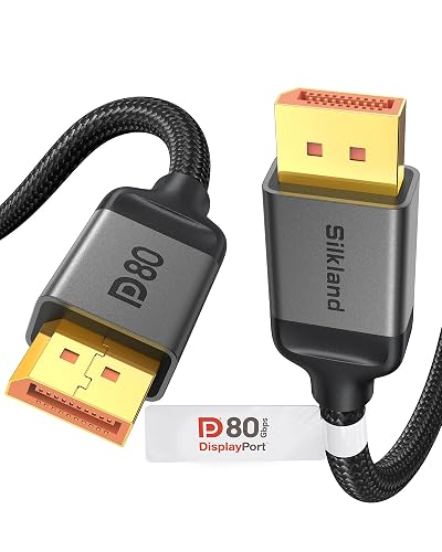 Silkland 80Gbps DisplayPort Cable 2.1 6.6FT/2M
