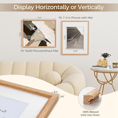 Miniatura 633 de Fun Memories Portarretratos de metal de 16 x 20 pulgadas con paspartú de 11 x 14 pulgadas, acabado de aluminio cepillado, parte delantera de vidrio