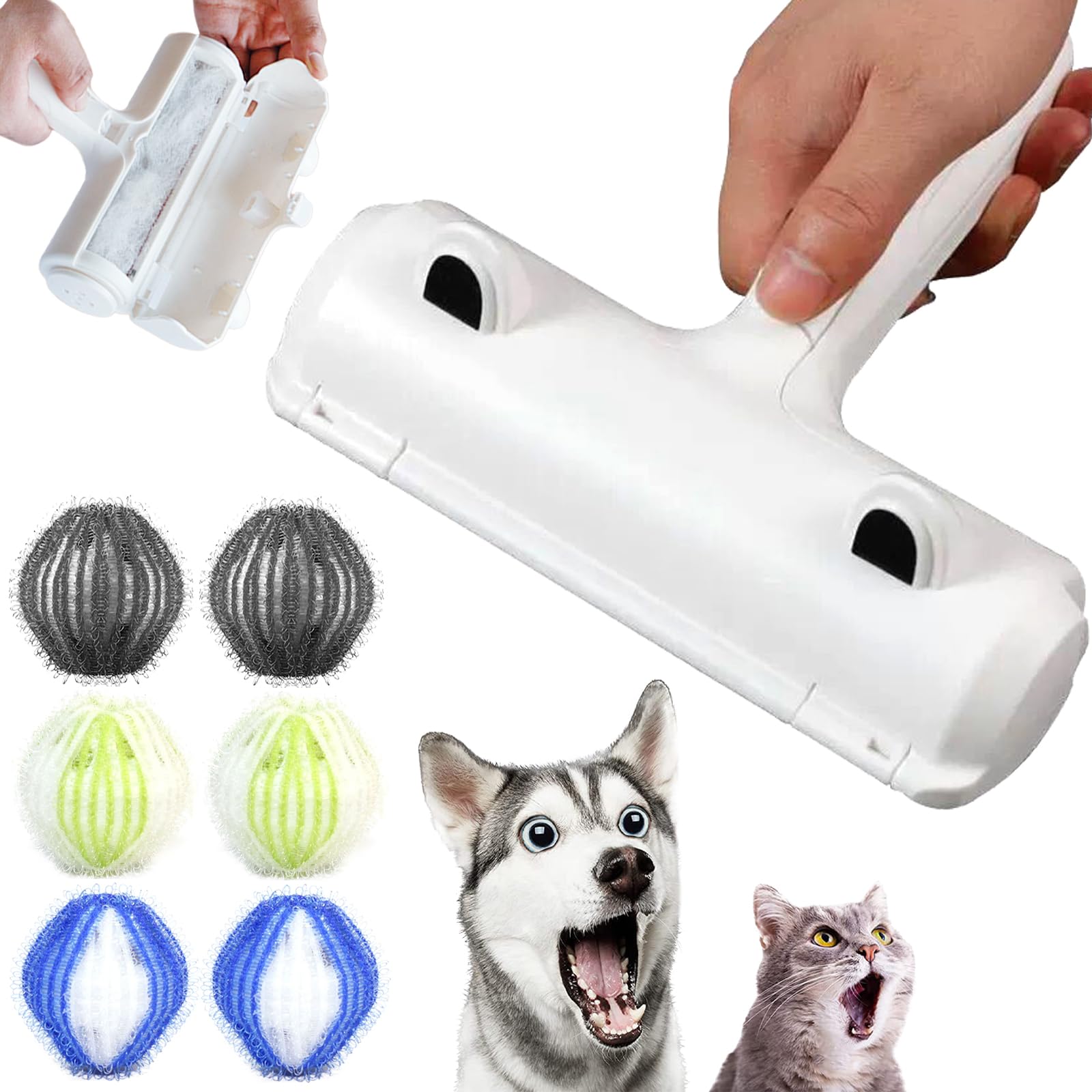 DKDDSSS 7PCS Quita Pelos Mascota y Rodillo Quitapelos Mascotas, Cepillo de Limpieza Removedor de Pelaje para Animales, Lavable y Reutilizable Animales Cepillos Recoge Pelos para Alfombras