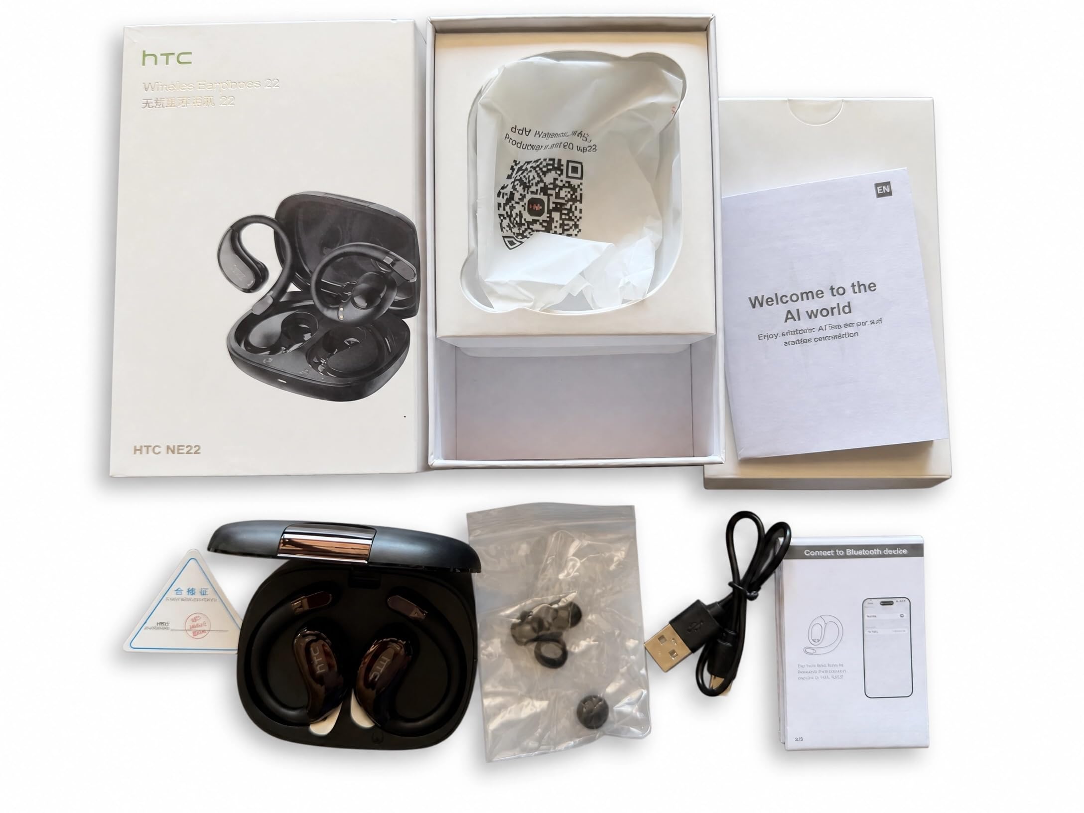 HTC NE22 - Auricolari wireless 2 in 1, auricolari aperti e in-ear, Bluetooth 6.0