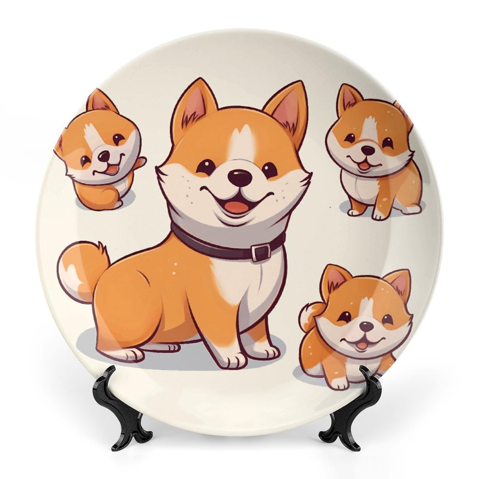Plato decorativo de perro Shiba Inu para colgar en la pared del salón