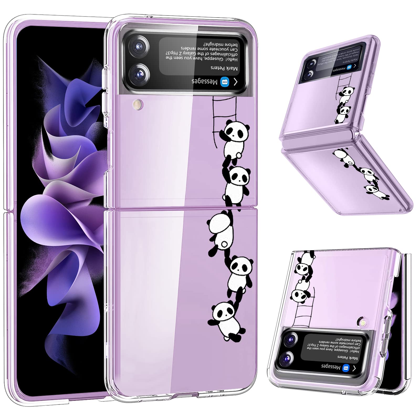 Z Flip 3 Clear Case for Samsung Galaxy Z Flip3 5G Phone Case for Women, Cute Cat Animal Design, Slim Flexible Silicone Bumper Shockproof Scratch-Resistant Transparent Protective Cover for Z Flip 3 5G