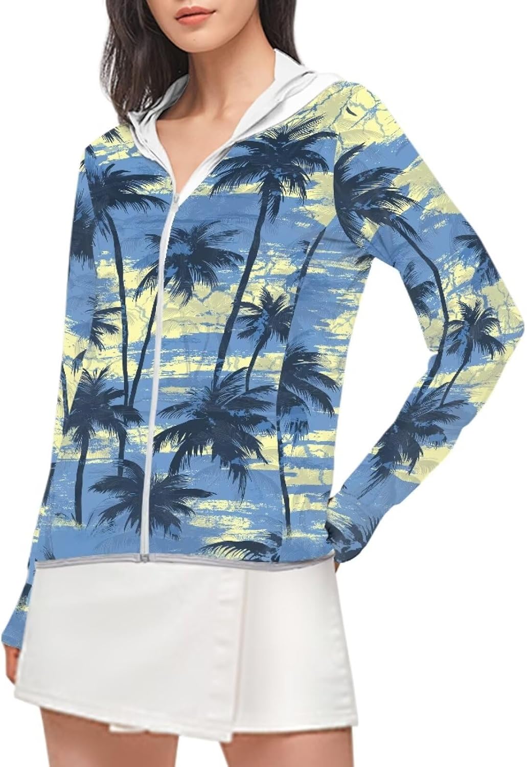 women's sunscreen jacket zipper with pockets hooded jacket lightweight sweat-absorbing quick-drying