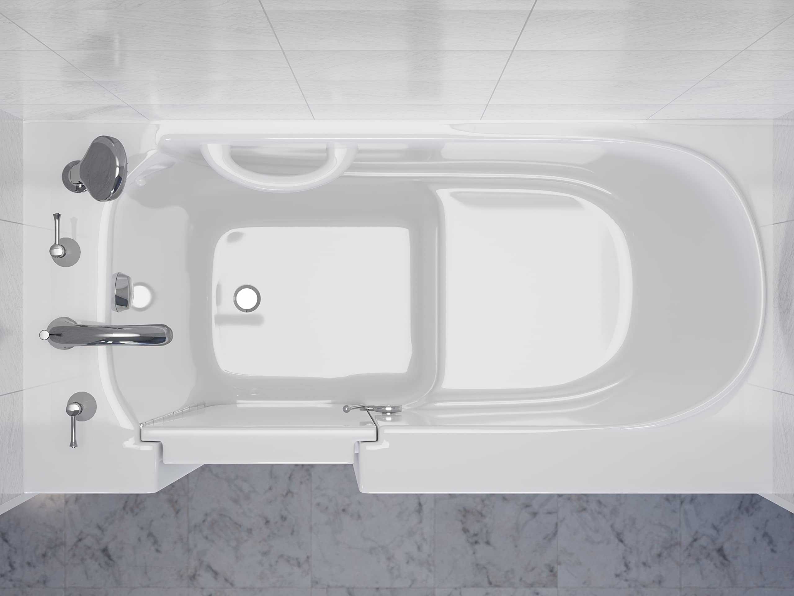 ▼ ben ANZZI Walk In Tub 53'' x 26'' Left Drain Soaking in White