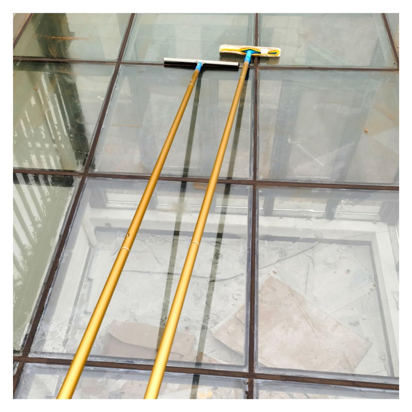 Fensterabzieher Mit Teleskopstange Fensterreinigungsset mit 3 4 5 6 7m Länge, Reinigungswerkzeug für hohe Glasflächen im Innen- und Außenbereich für Einkaufszentren/zweistöckige Häuser, Teleskop-Staub