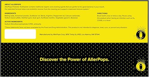 Vista 3 de Pasta de dientes prebiótica AllerPaste - apoyo para probióticos orales, inmunidad y salud sinusal duradera fórmula tradicional a base de aceite