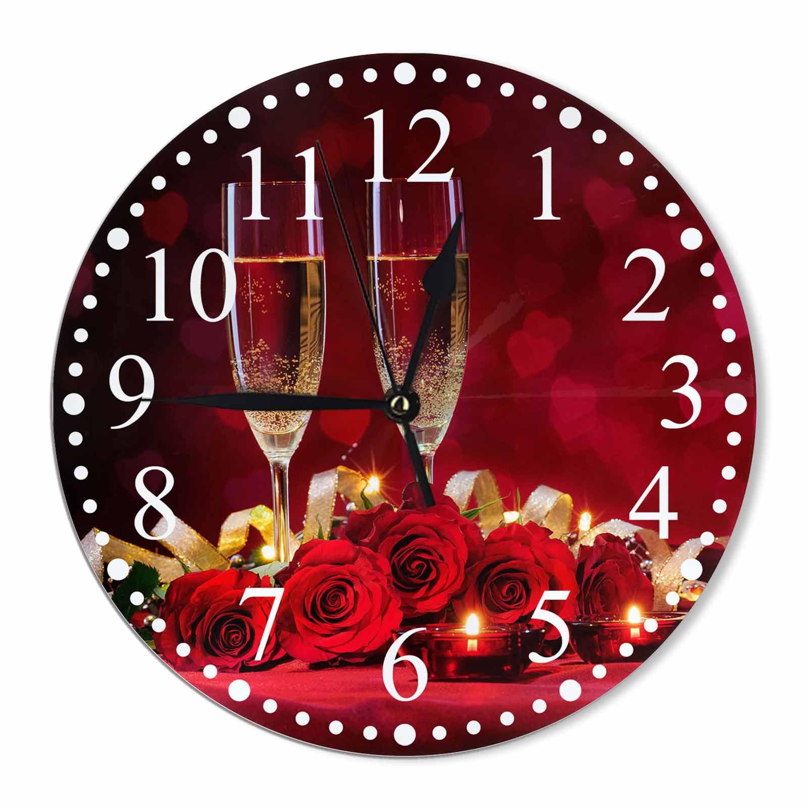 Horloge murale pour chambre et bureau rose rouge pour décor calme sans bruit