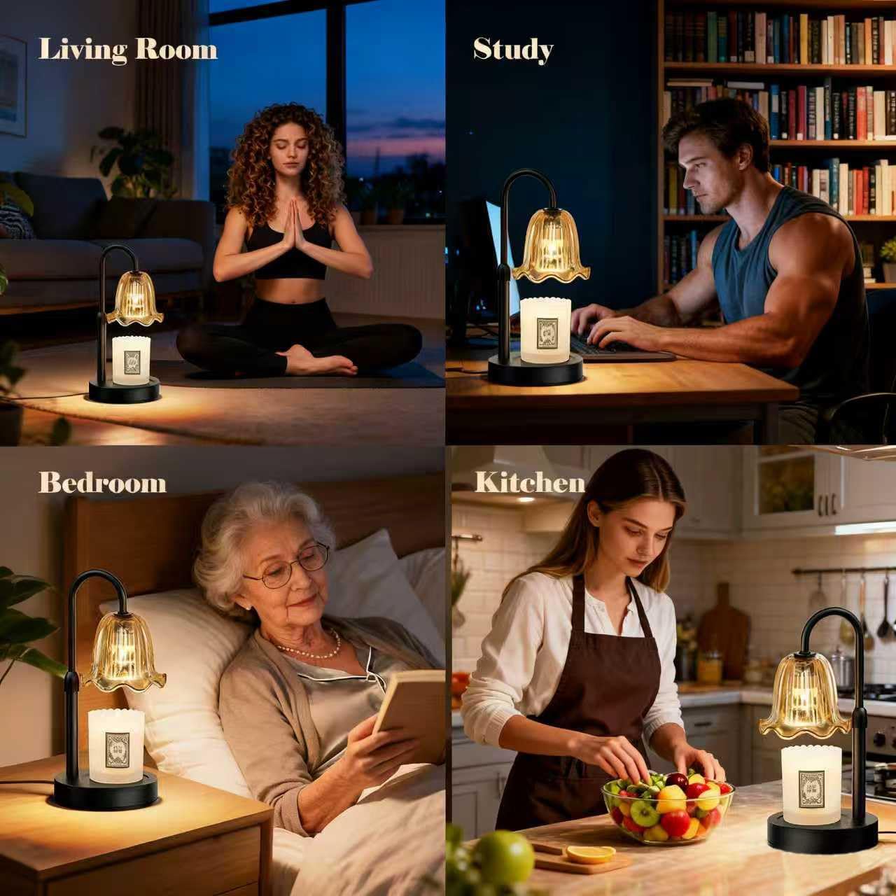 Candle Warmer Lamp with Timer Dimmer, House Warming Gifts New Home Decor, Valentines Day Easter Basket Birthday Gifts for Women Mom, Vintage Wax Warmer for Scented Wax Jar Candles with 2 Bulbs