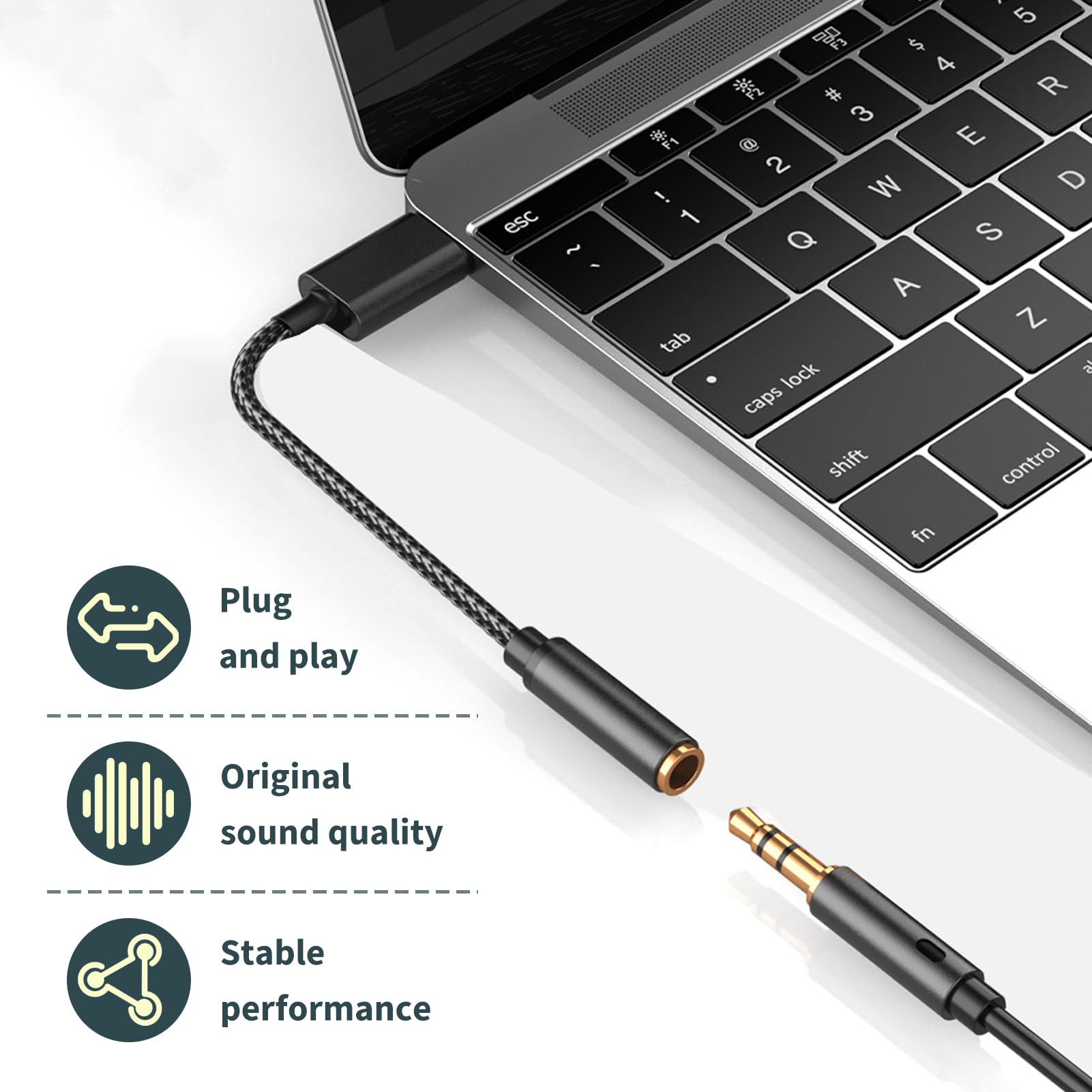 3 in 1 Ip/usb/type-c a 3,5 mm Adattatore Jack Hifi Plug e Riproduzione