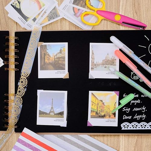 Miniatura 2 de Rocutus Álbum de recortes 116 x 83 in autoadhesivo DIY Scrapbooking 80 páginas negras álbum de fotos páginas de bricolaje ideal para aniversario