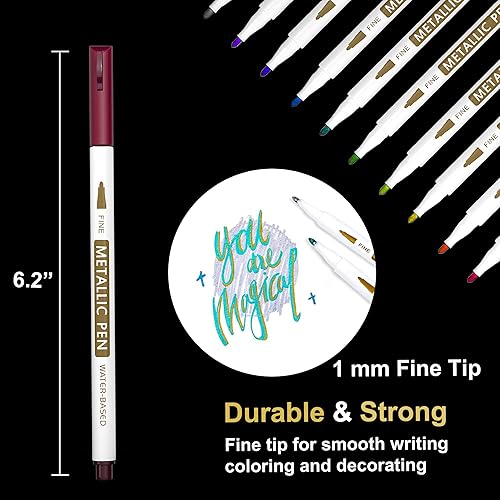 Miniatura 2 de Lelix - Rotuladores metálicos de 24 colores, punta fina para álbum de fotos de bricolaje, papel negro, fabricación de tarjetas, pintura de arte