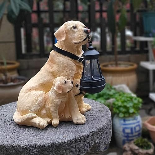 Miniatura 5 de Estatuas solares de perro, adorno de jardín con linterna solar, decoración de estatua de perro de granja, escultura de labrador de resina, para