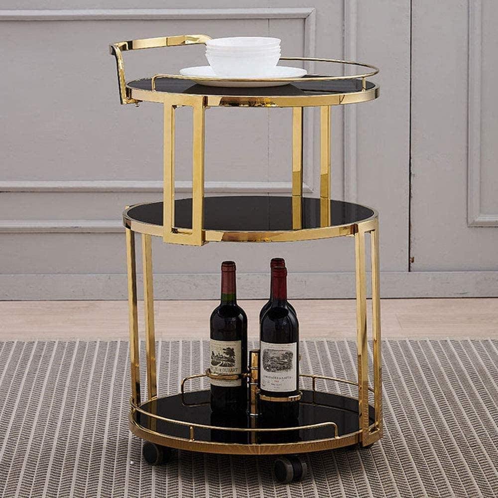 Desserte de Bar, desserte à vin pour Cuisine, hôtel, Cuisine, Traiteur, Table d'appoint, desserte Ronde dorée pour la Cuisine et Le Salon