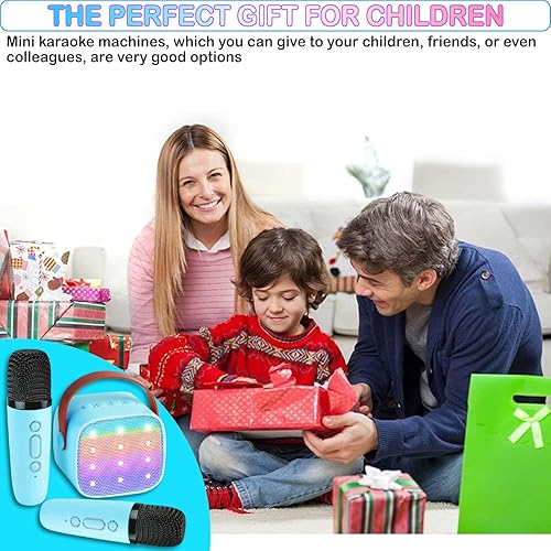 Miniatura 42 de Mini máquina de karaoke para niños de 4 a 12 años, altavoz Bluetooth con 2 micrófonos inalámbricos y luces LED, regalos de cumpleaños de Navidad
