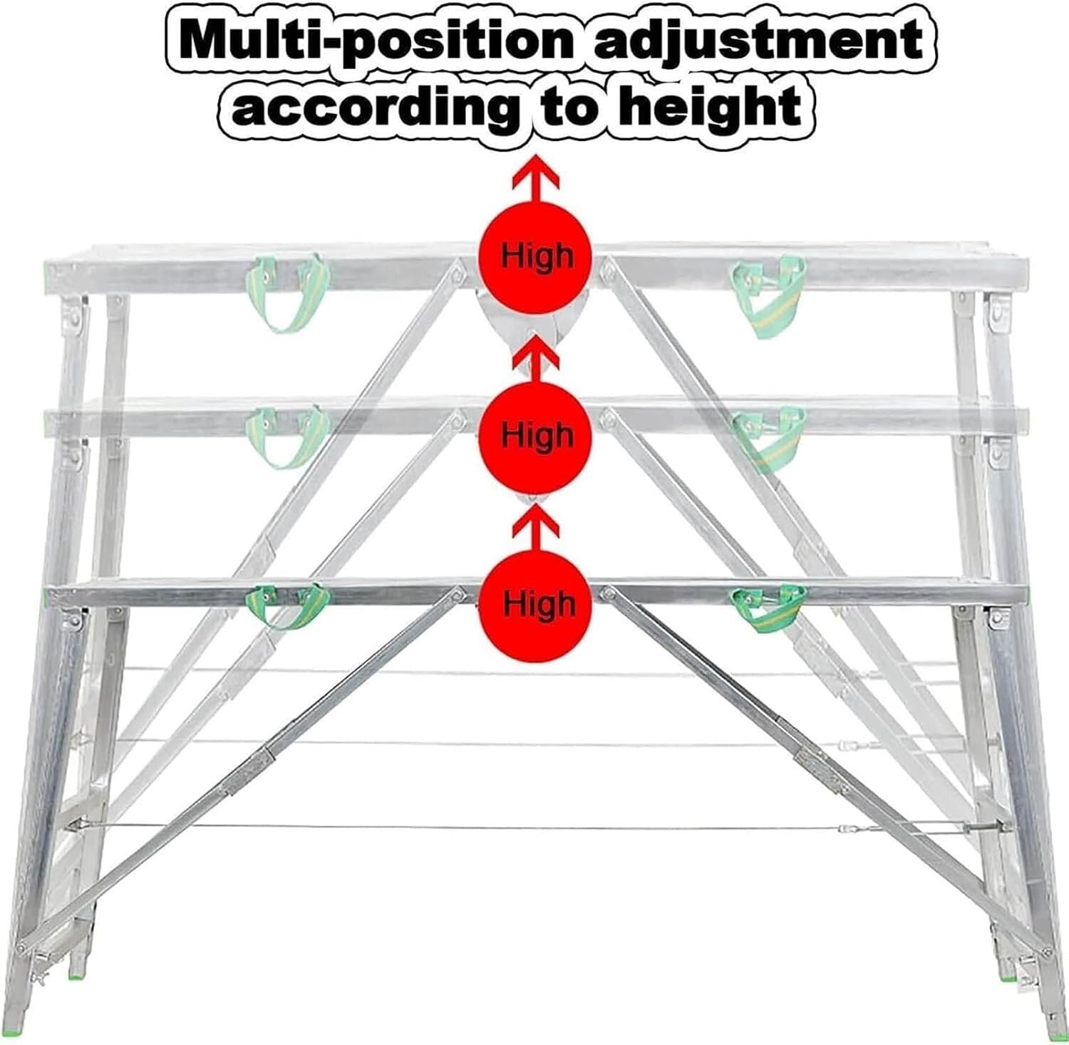 Multipurpose Scaffolding Platform, Portable Folding Work Platform, Folding Aluminium Ladder, Portable Scaffolding with Non-Slip Feet(160cm)