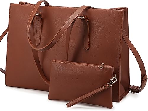 Miniatura 12 de LOVEVOOK Bolsa de computadora portátil para mujer, bolsa de computadora de moda de gran capacidad, juego de bolso de hombro de cuero, maletín de 1