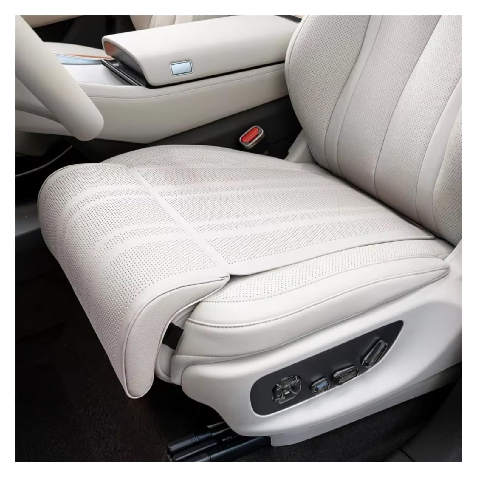 VAPORVERSE 1 Pc Car Seat Cushion Extension for Fiat 500 / 500E / 500L / 500X / 500, Breathable Leather Thigh Support Sponge Pad Summer Auto Interior Accessories,White