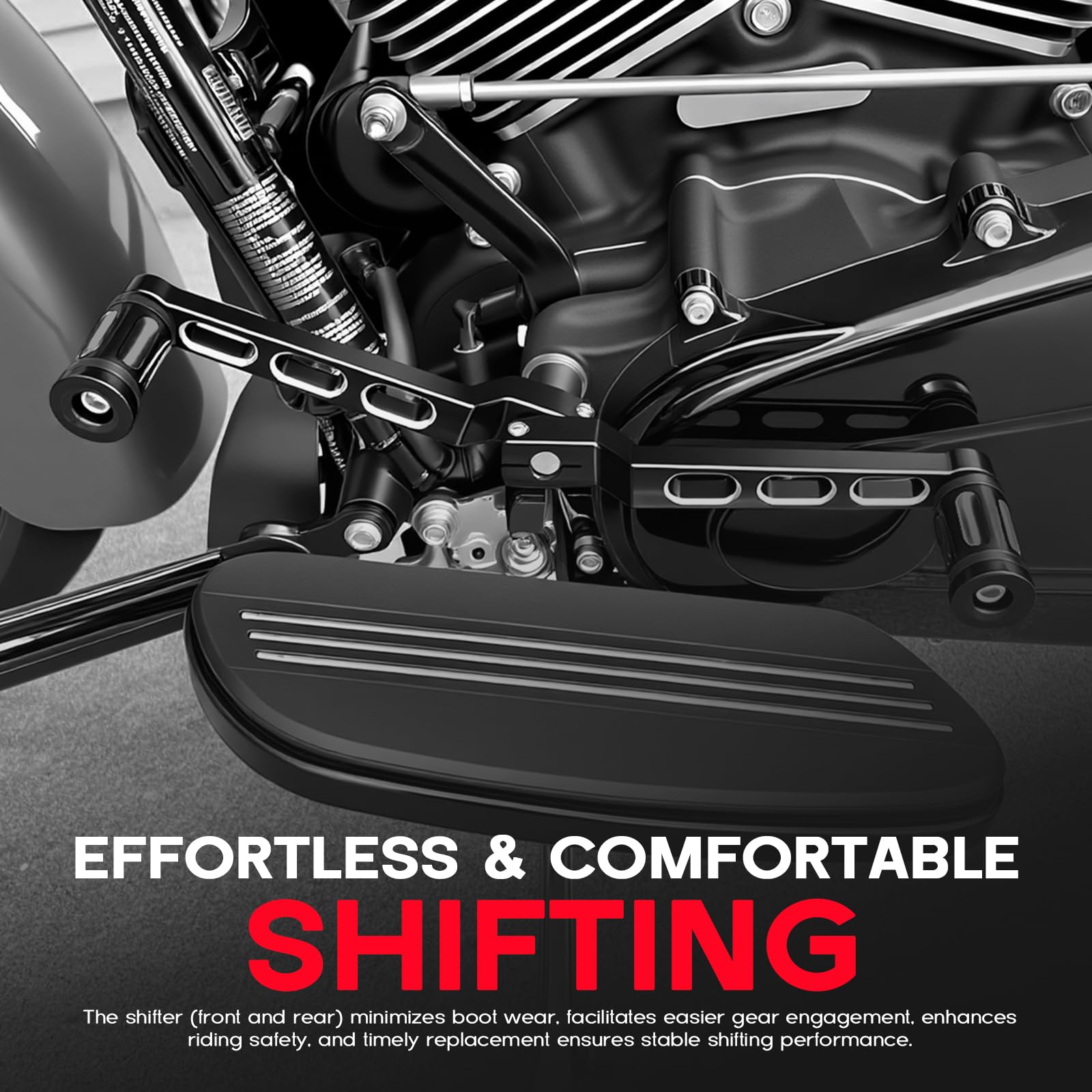 Schalthebel mit Fersen-Zehen-Verbindung für Harley Touring Electra Glide, Street Glide, Road Glide, Road King (1988–2024), FL Softail (1986–2017) und Tri Glide Trikes (2008–2024), Schwarz