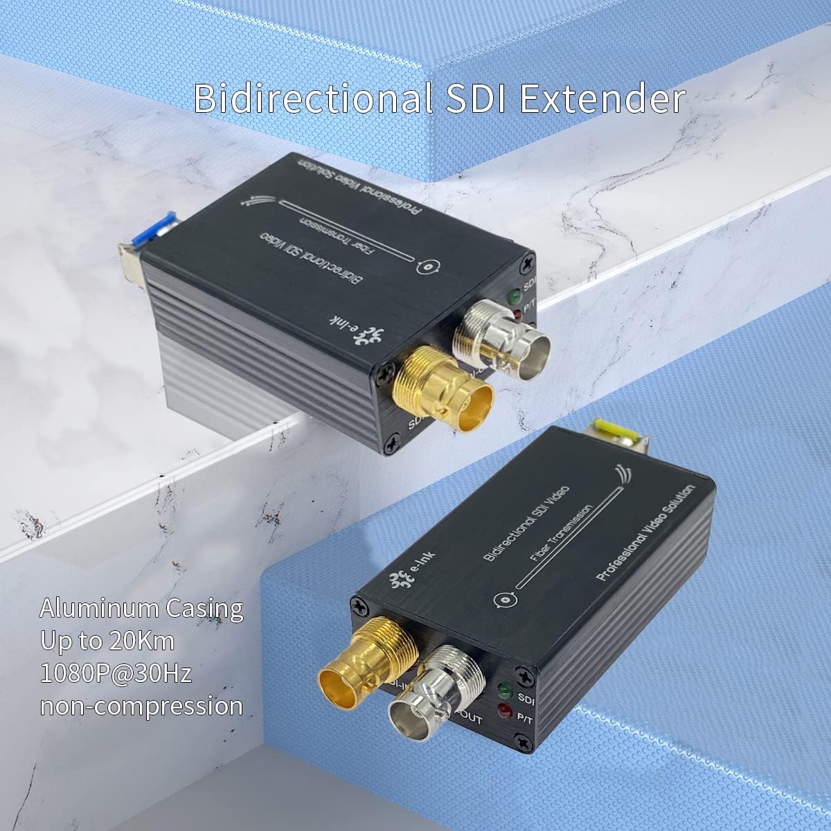 Mini Bidirectional 3G/HD SDI Fiber Extender 1080P 60Hz Micro Bi-Directional SDI Over Fiber Converter Broadcast Level SDI Video Optical Transceiver Single-Mode Single Fiber 20km