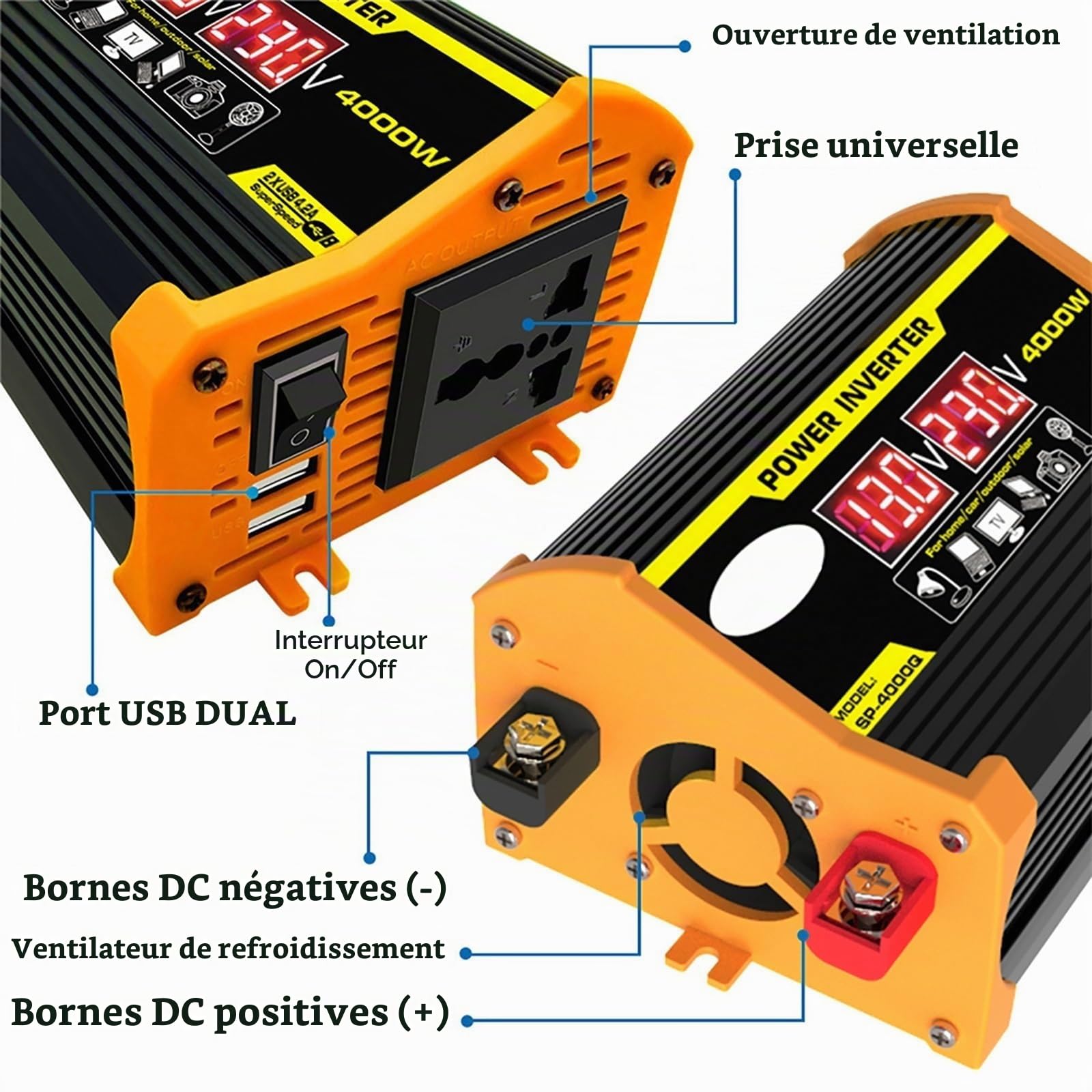 Kit Solaire 400W avec Onduleur Pur Sinus 110V/220V Et Régulateur MPPT 30A – Système Autonome pour Camping-Car, Chalet, Bateau, Secours Électrique(Black,12V-220V)