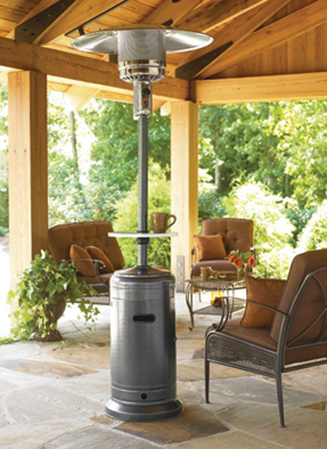 review GS4400SS Floor Standing 41,000 BTU Propane Powered Patio Heater With Push Button Ignition, Stainless Steel