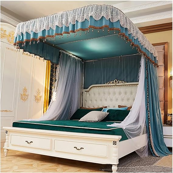 Amazon｜女の子のためのプリンセスキャノピーベッド蚊帳3サイド開口部ベッドカーテンキャノピーシングルからキングサイズフロアホームキープ