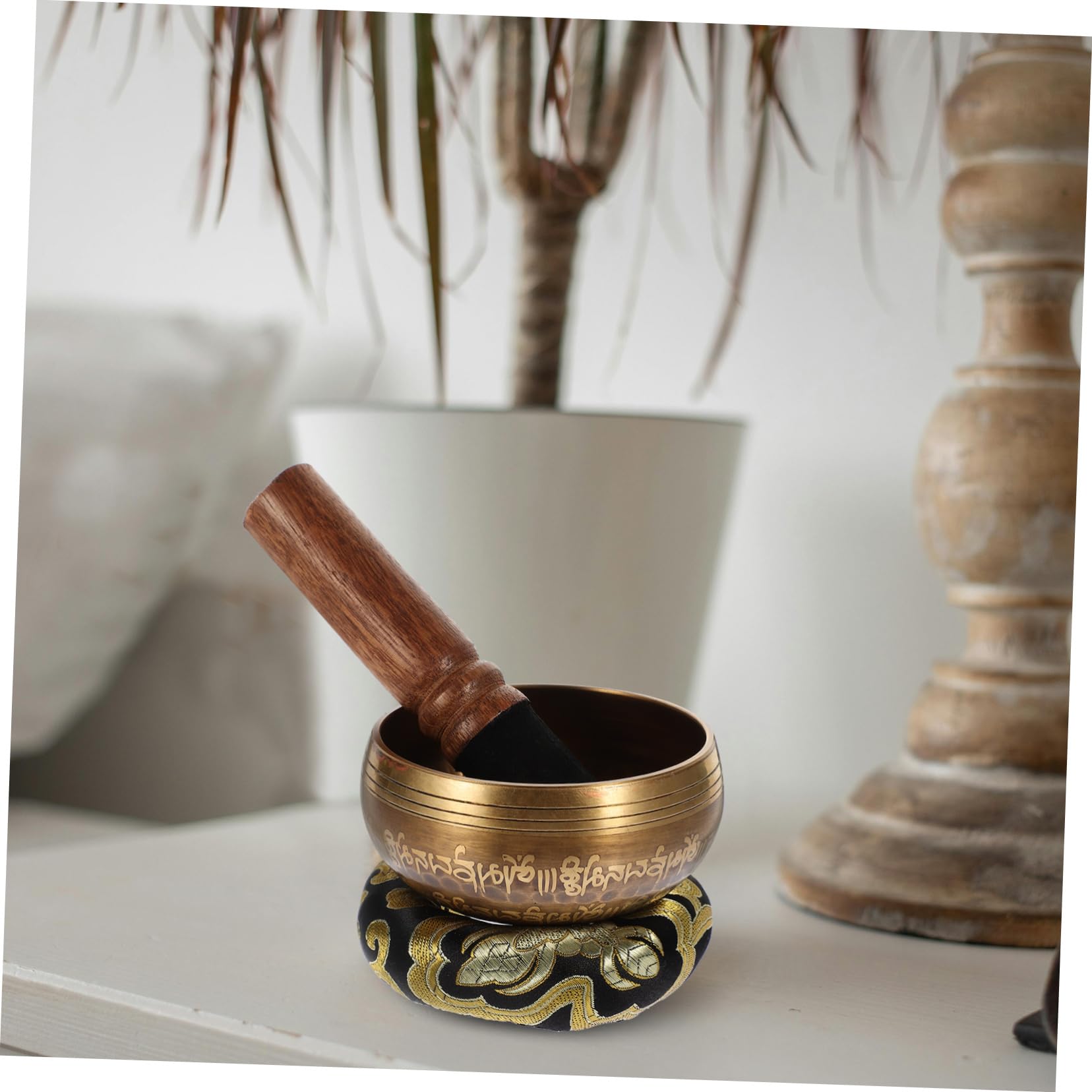 HANABASS 1Set Singing Bowl for Meditation with Mallet and Cushion for Yoga Relaxation Relief and Spiritual Practices