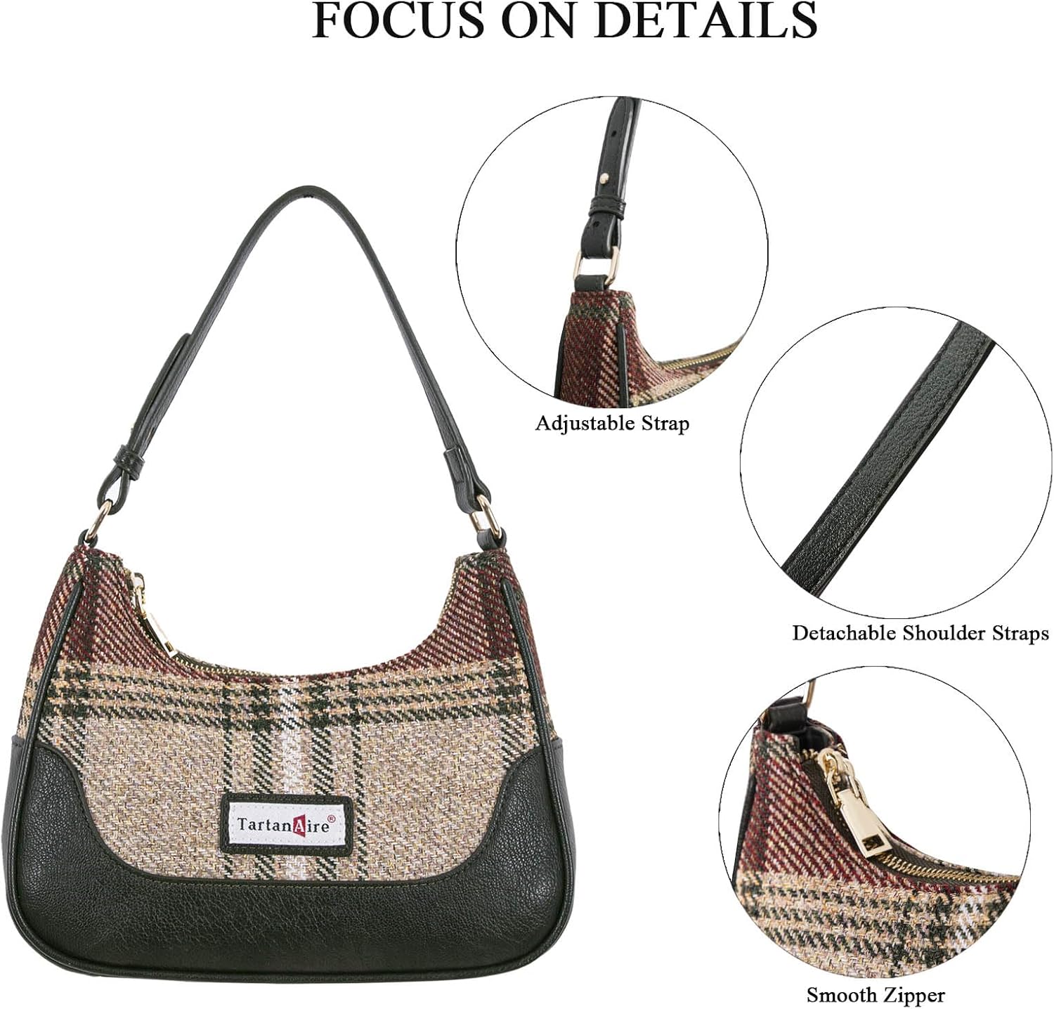 Crossbody Bags Hobo Tote Handbag for Women Vintage Shoulder Bag with 2 Removable Straps - Image 5