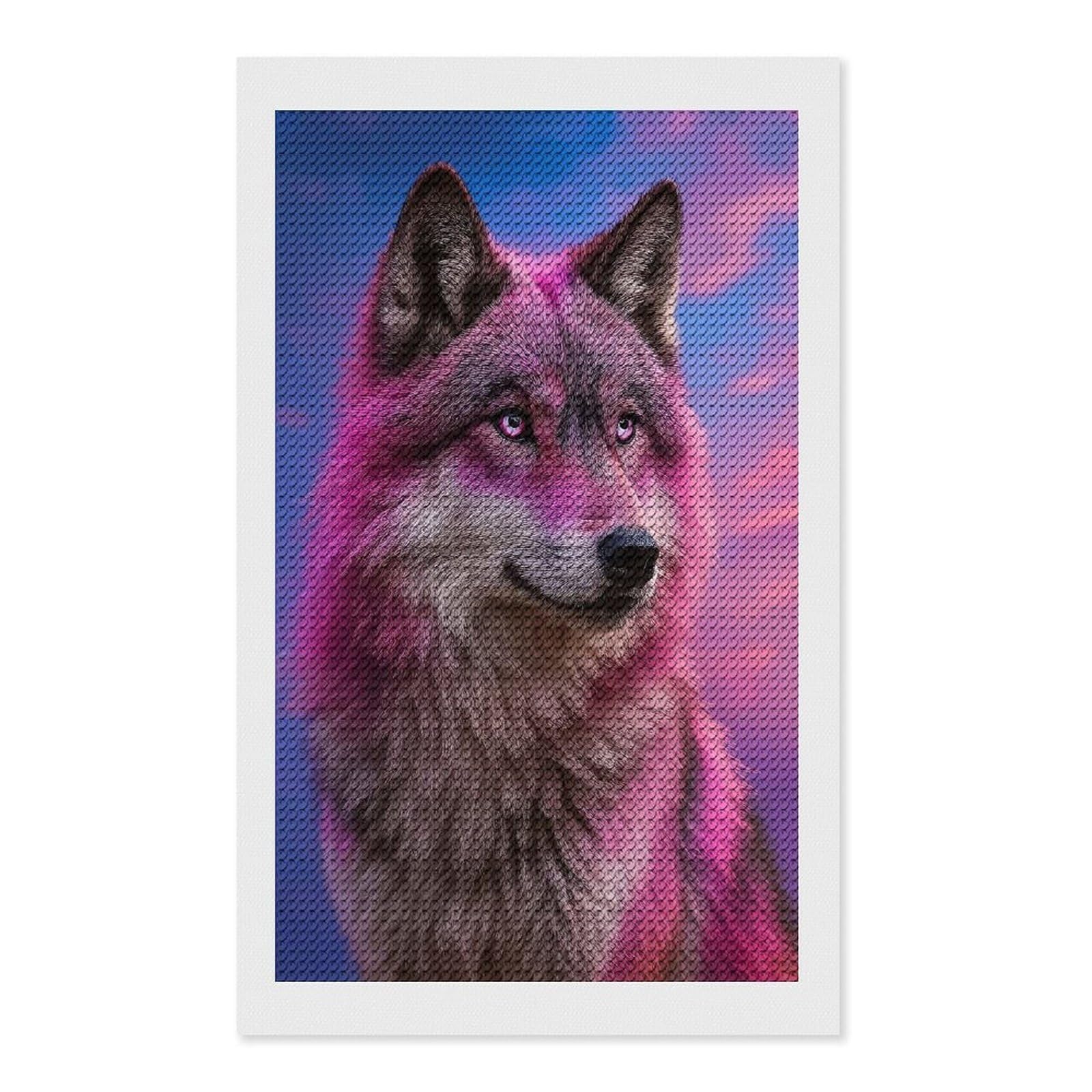 Junmoney Wolf Portrait Diamond Painting Kit 12"x20", for Women, Simple to Start, Bedroom Decor, Christmas Gift, Good for Quiet Evenings