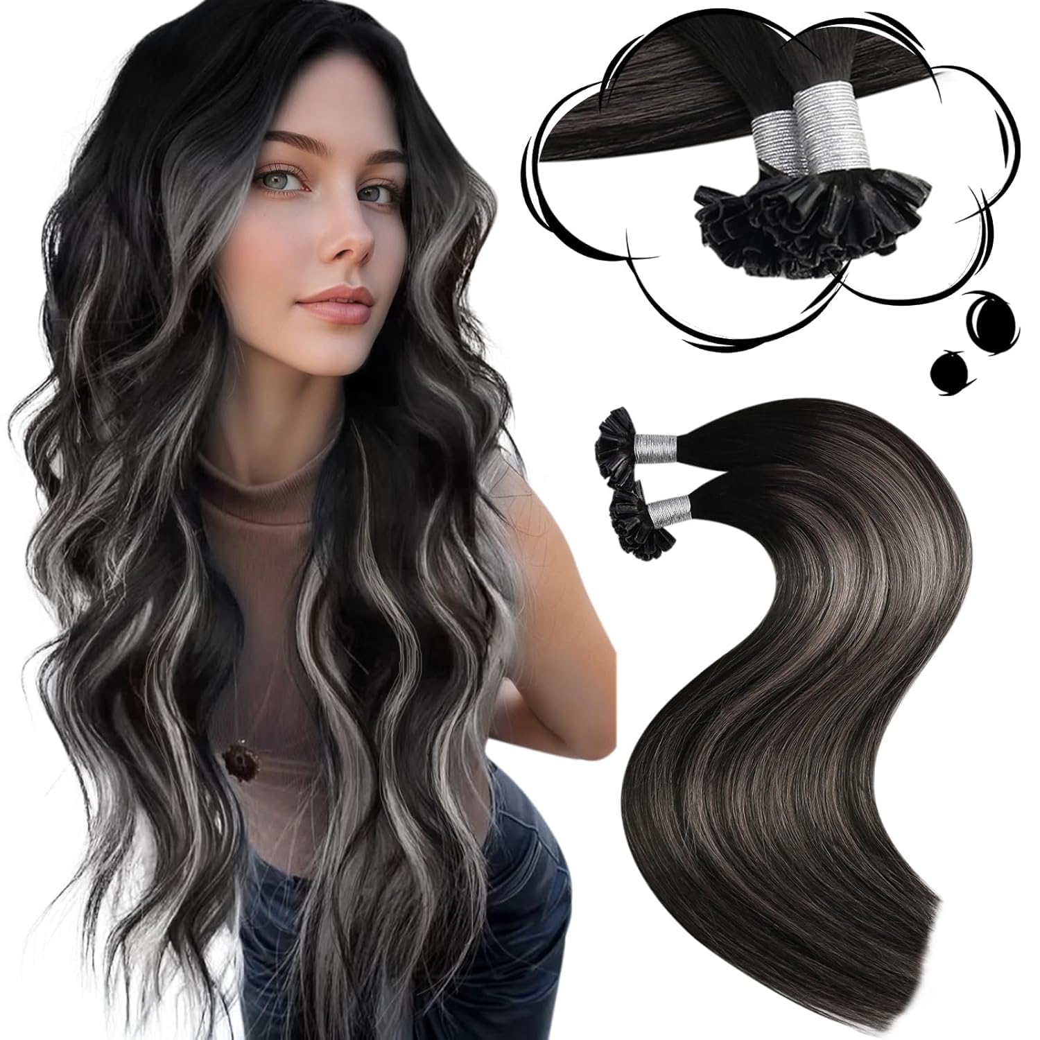 Moresoo Haarverlängerung Echthaar Bondings Extensions Echthaar Bondings
