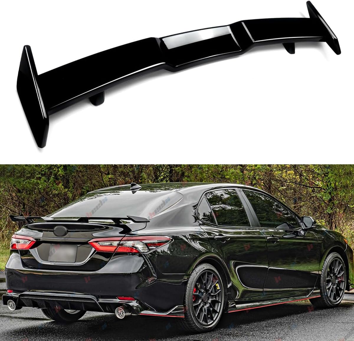 Rear Spoiler Compatible with 2018-2024 Honda Accord Civic 2018-2025 Toyota Camry Corolla, TRD Style Wing Fits for 4-Door Sedan, Trunk Exterior High Kick Tail Deck Lid Lip (Glossy Black)