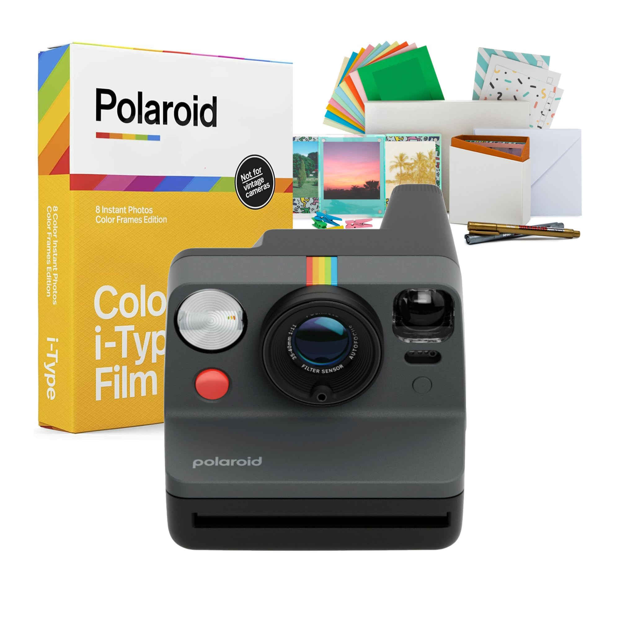 Polaroid Now Generation 3 Instant Camera with Two-Lens Autofocus System and Manual Mode (Black) Bundle with Color Film for I-Type (Color Frames Edition) (3 Items)-image-22
