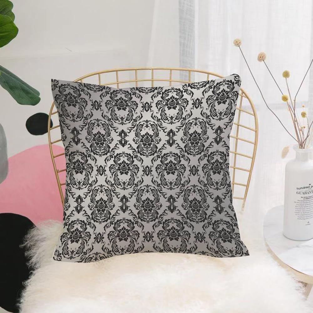 HYMSXW Cushion Cover,Throw Pillow Case Home Decorative for Living Room Bedroom Sofa Chair 20X20 Inch,Gray, classic baroque style Detail old European,Pillowcase 50X50cm