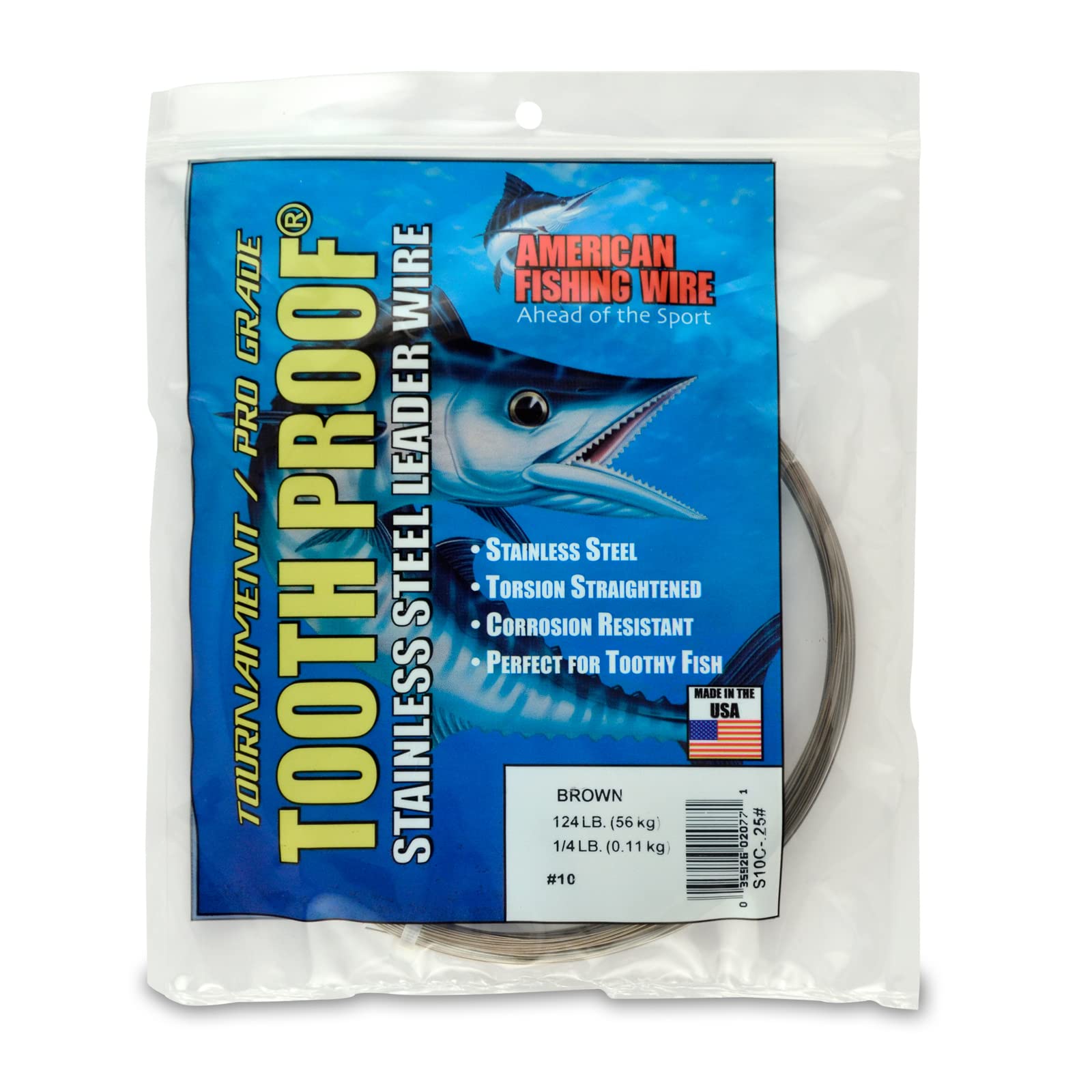 AFW Tooth Proof Fishing Wire Single Strand Leader, Bright and Camo