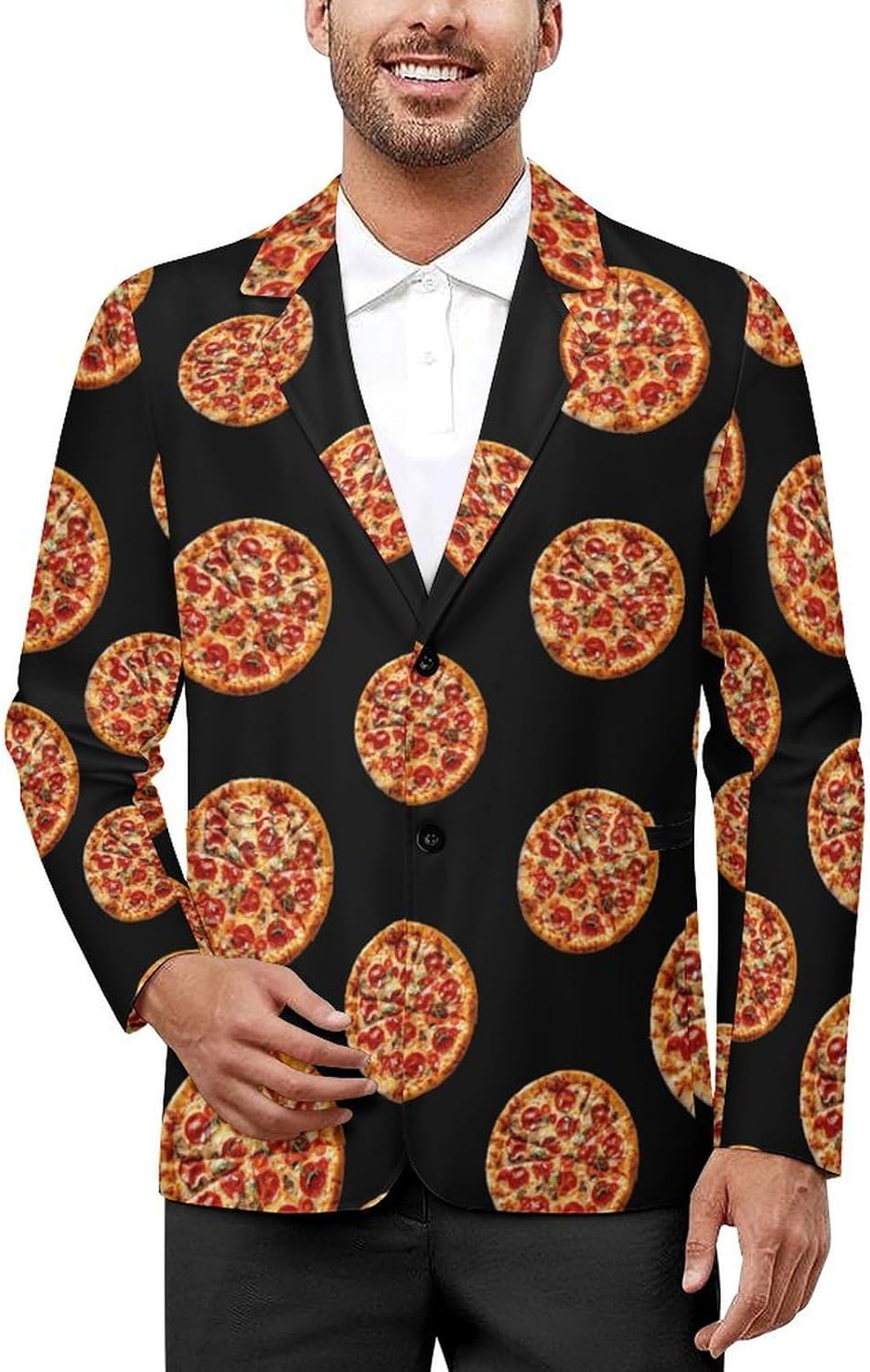 Pizza Lover Men's Suit Jacket 2 Button Lapel Blazers Business Coat Tuxedo for Wedding Dinner