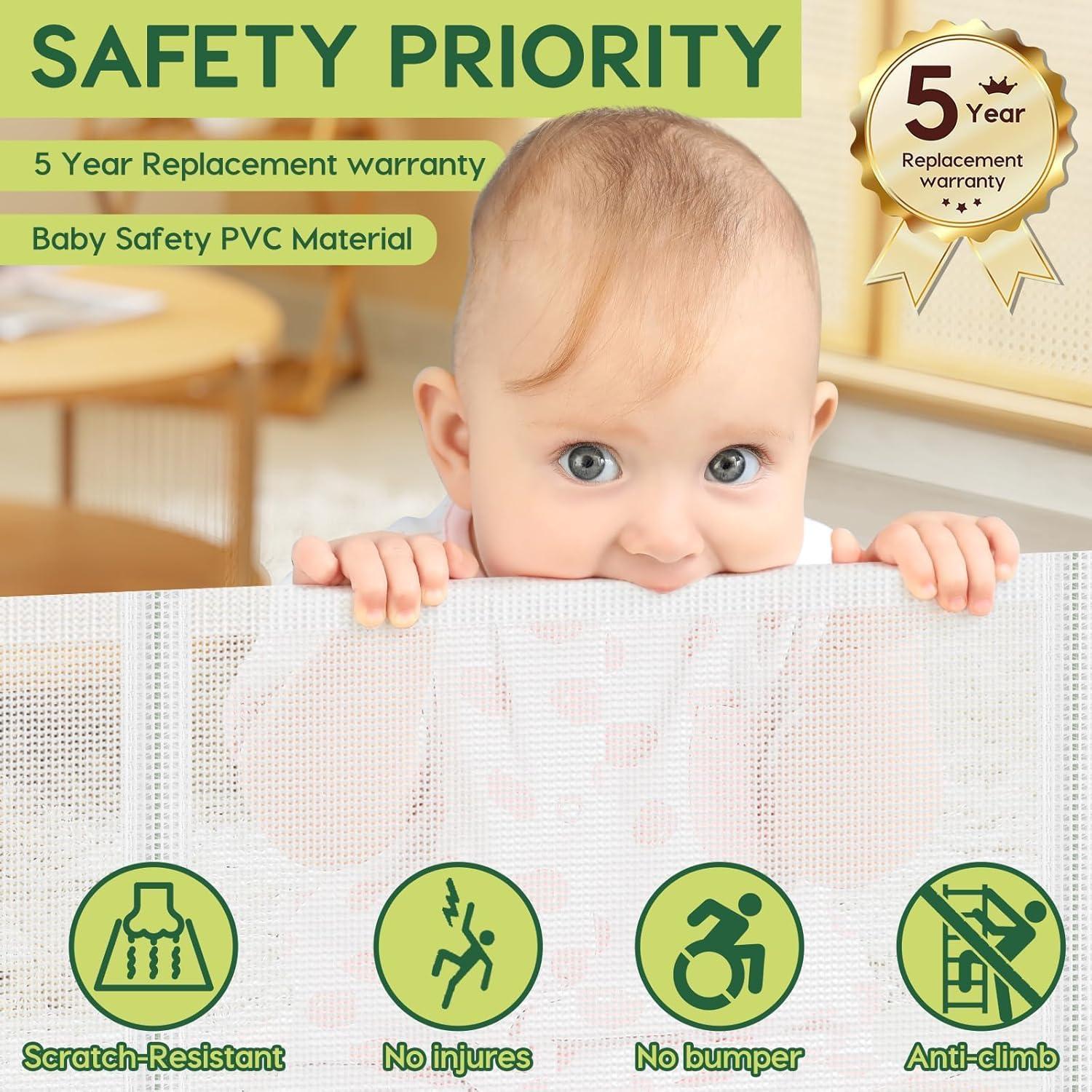 2 Pack Reinforced 55" Wide Retractable Baby Gates for Doorways to Prevent Crawling Under, Outdoor Retractable Gate, Mesh Child Safety Gates for Toddlers, Indoor/Outdoor Baby Gate for Deck/Porch/Patio