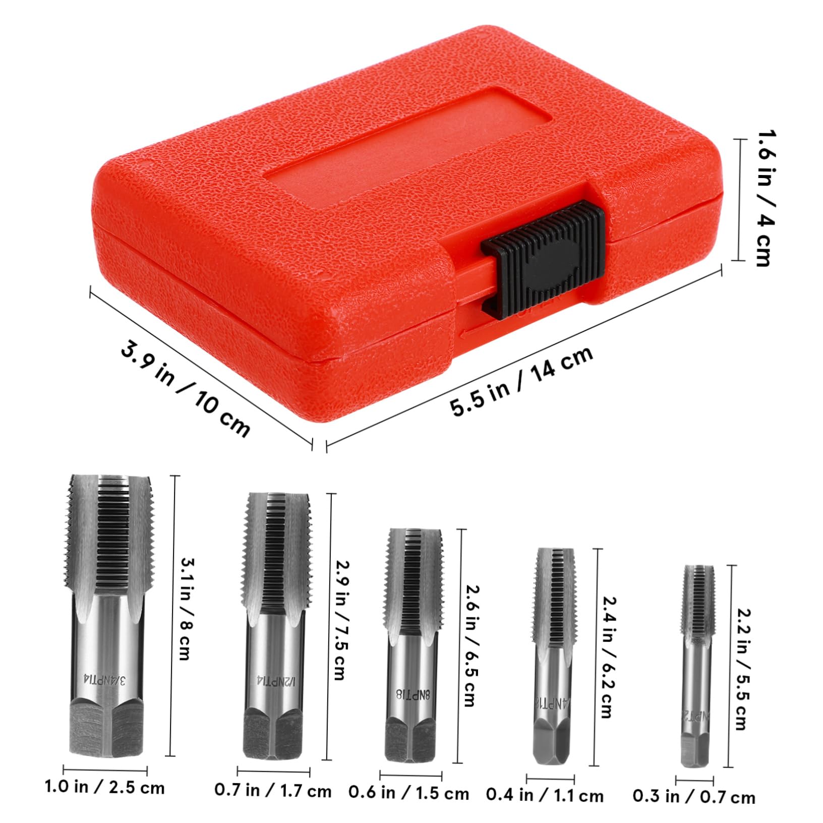 Artibetter 5 Pcs Set Tap Set Carbon Steel Threading Tools for Accurate Plumbing Repairs Includes Easy to Carry Storage Case Durable and Precise Taps
