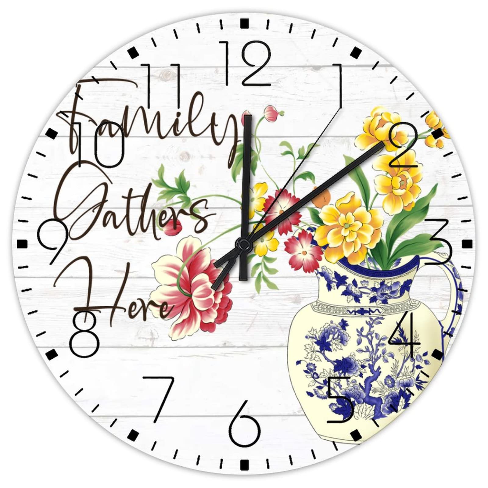 Horloge murale bois aquarelle décoration intérieure ronde 38cm