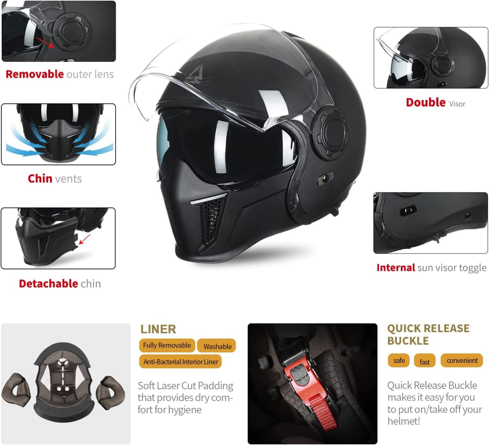 German Motorcycle Half Helmet Retro Half Shell Helmet Motorcycle Helmet ECE Certification Open Face Helmet Jet Helmet Scooter Helmets For Bicycle - View #3