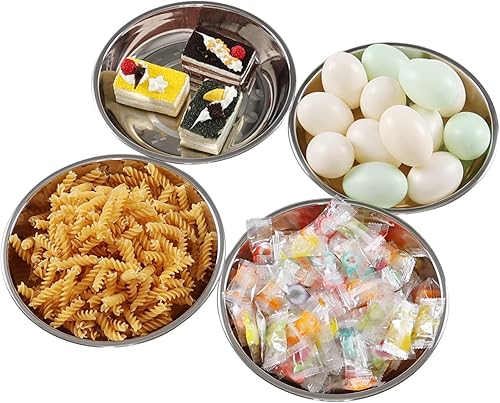 Miniatura 2 de Platos redondos de acero inoxidable, platos de cena de camping, 4 paquetes, 8.66 pulgadas