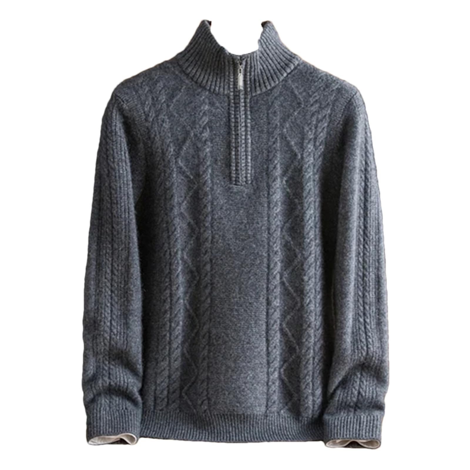 Herren Kaschmir-Pullover mit halbem Reißverschluss, halbhoher Reißverschluss, dicker Strickpullover