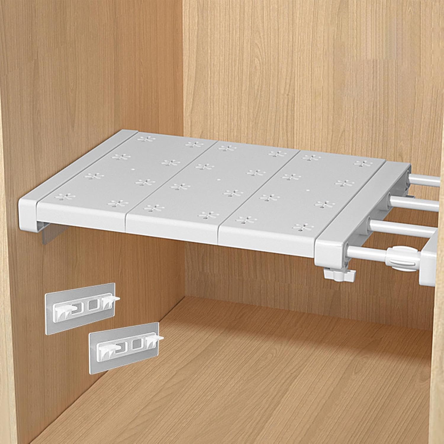 Zorzel Wardrobe Tension Shelf - Nail-Free Expandable Metal Storage Rack for Wardrobe | Adjustable Cabinet Divider Bathroom Shelf | Carbon Steel Organizer Dormitory Cabinets-picture-29