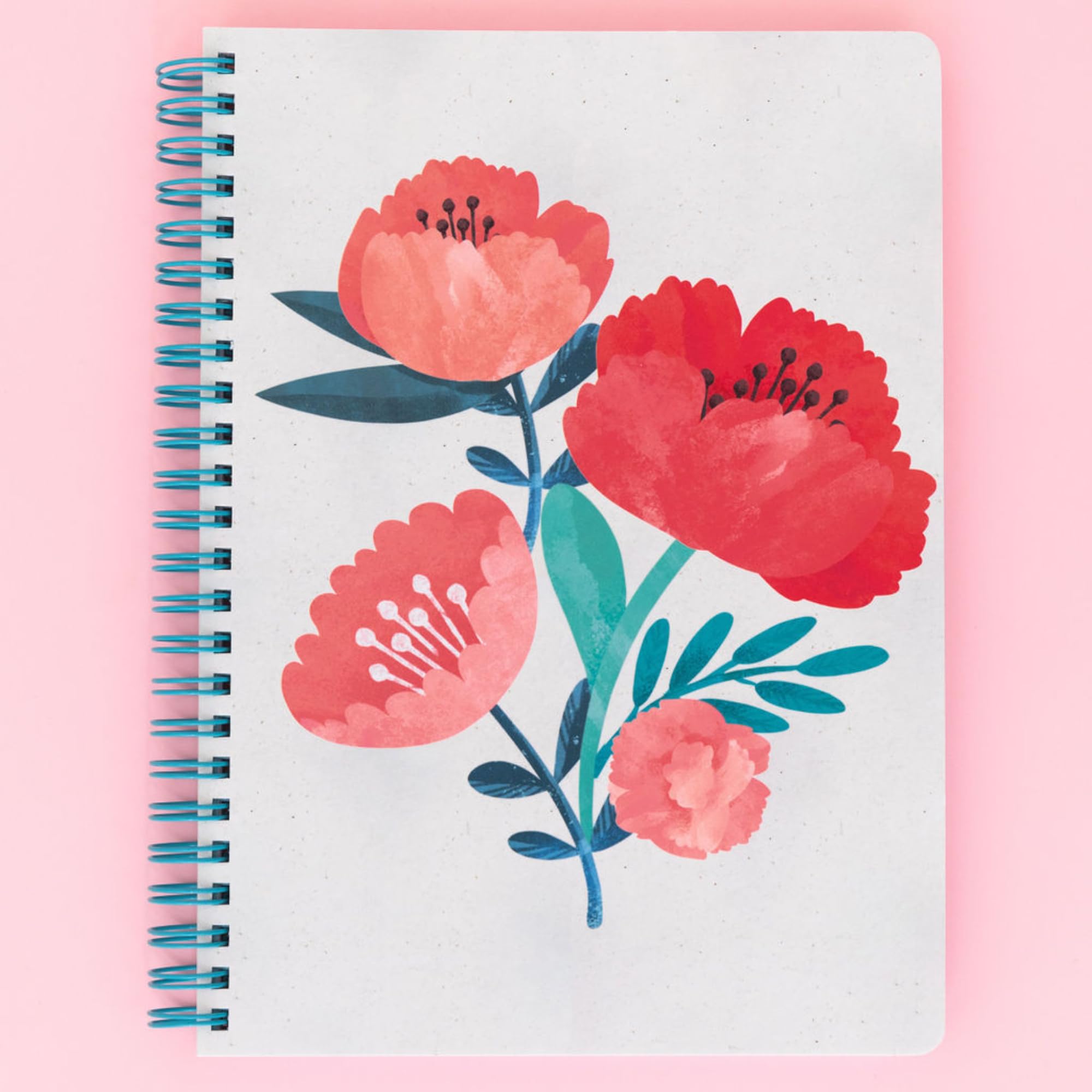 Steel Mill & Co Cute Mini Spiral Notebook, 8.25" x 6.25" Journal with Durable Hardcover and 160 Lined Pages (Poppy Boquet) - Image 3
