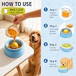 FOXMM Dog Lick Bowl Slow Feeder, Dog Enrichment Toy with Rolling Ball Bowl | 1Cup/8 FL OZ Non-Spill Licking Bowl for Dog,for Yogurt,Bone Broth & Wet Food Suitable for Puppy,Medium and Large Dog Lick Toy
