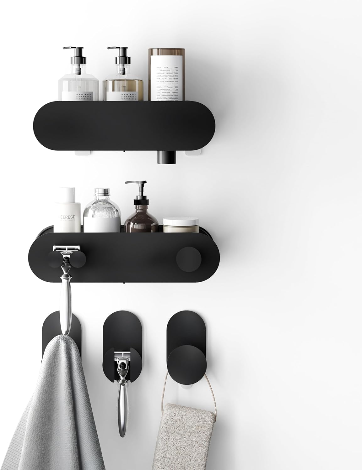 Zenna Home Adhesive Shower Caddy 5 Pack Set, Rustproof, Bath Organizer, No Drilling, Shelves and Hooks for Bathroom Storage, Matte Black Zenna Home Adhesive Shower Caddy 5 Pack Set, Rustproof, Bath Organizer, No Drilling, Shelves and Hooks for Bathroom Storage, Matte Black